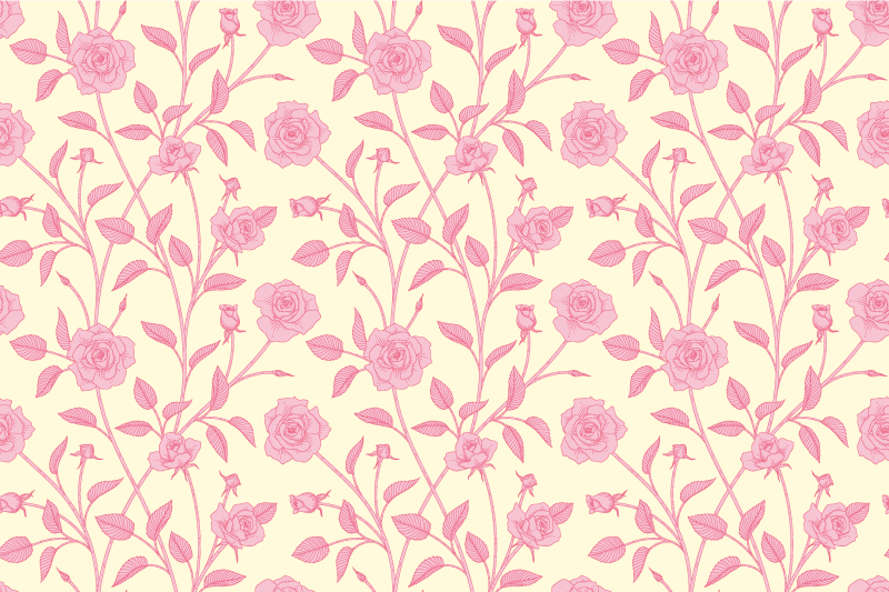 Alfombra vinílica vintage pequeñas rosas sobre fondo rosa - TenVinilo