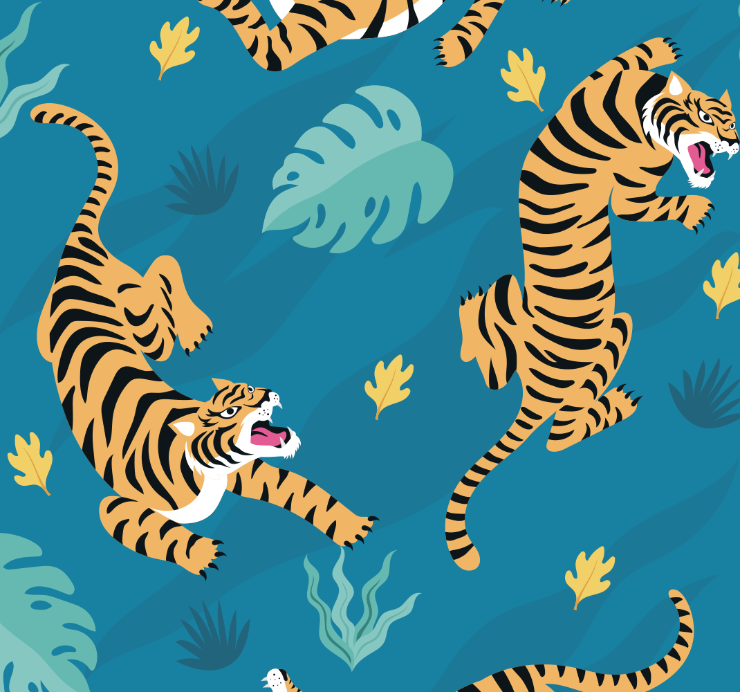 Alfombra vinílica de animales papel tapiz de tigres - TenVinilo