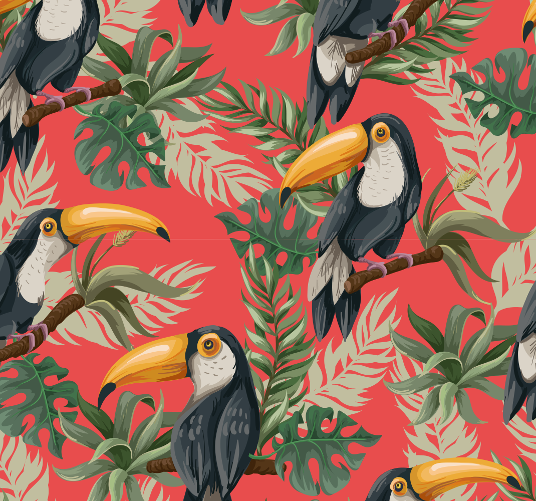 Alfombra vinílica de animales toucans tropicales - TenVinilo