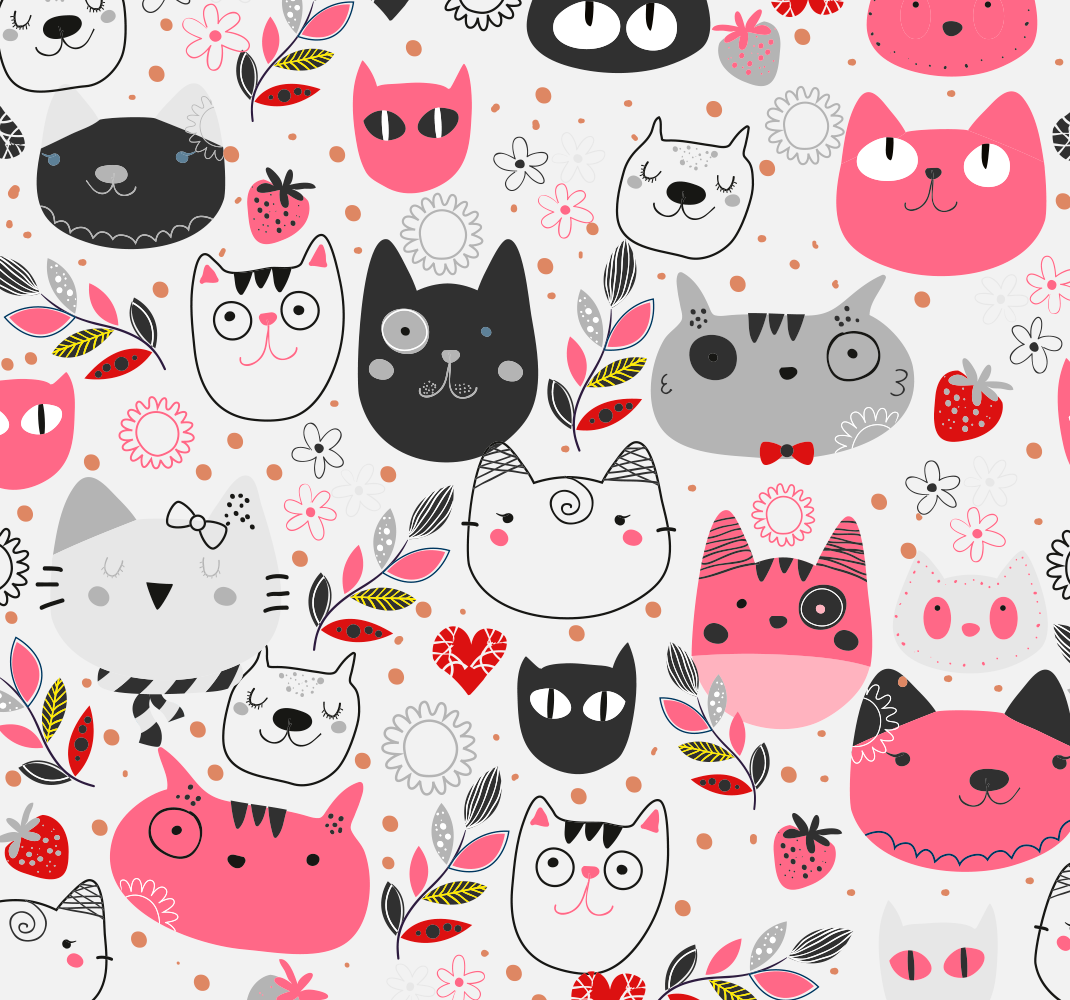 Alfombra vinílica de animales gatos ilustrados - TenVinilo