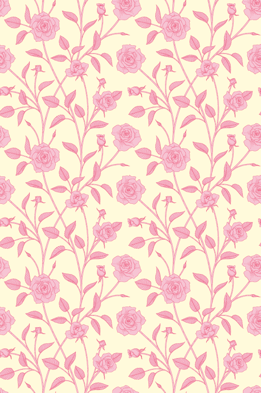 Alfombra vinílica vintage rosas pequeñas sobre fondo rosa - TenVinilo