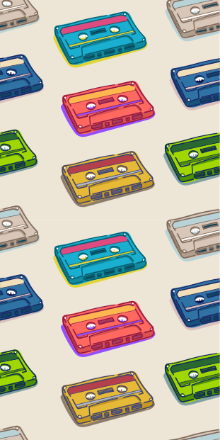 Alfombra vinílica vintage patrón de cintas retro - TenVinilo