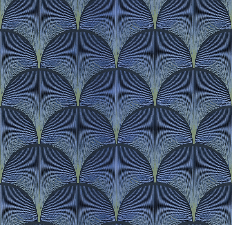 Alfombra vinílica vintage ventiladores azules art déco - TenVinilo