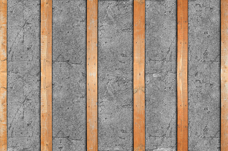 Alfombra vinílica textura tablones de madera sobre concreto - TenVinilo