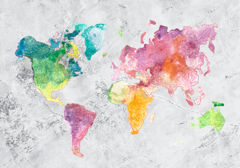 Alfombra vinílica mapamundi aspecto piedra colorido - TenVinilo