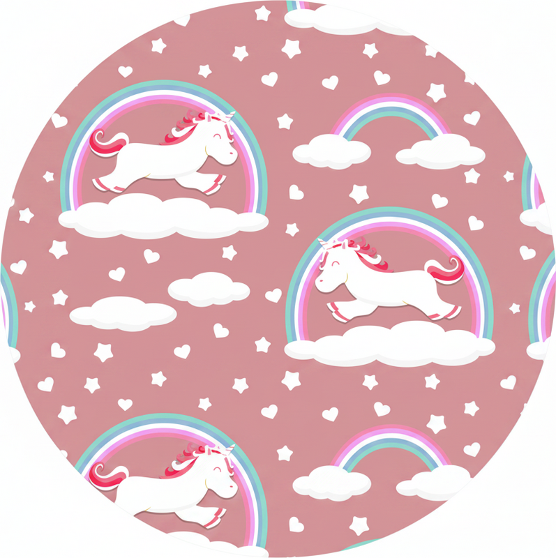 Alfombra vinílica infantil diseño de unicornios y arcoíris - TenVinilo