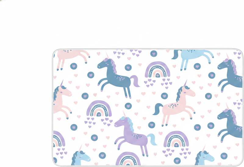 Alfombra vinílica infantil patrón de unicornios pasteles - TenVinilo