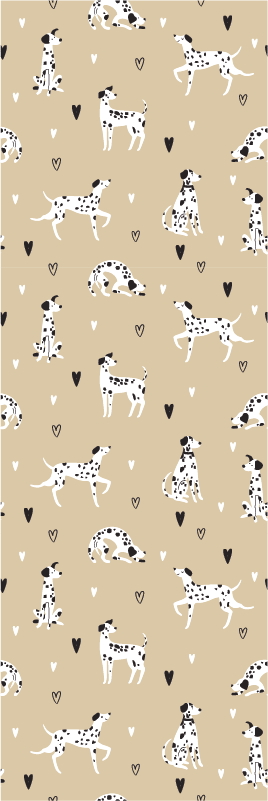 Alfombra vinílica salón patrón de perros dibujados beige - TenVinilo