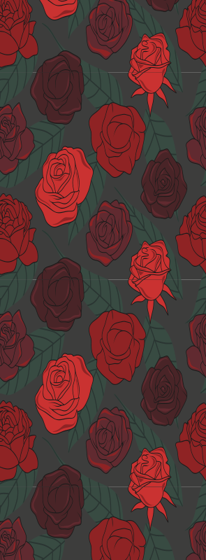 Alfombra vinílica pasillo rosas y hojas múltiples - TenVinilo