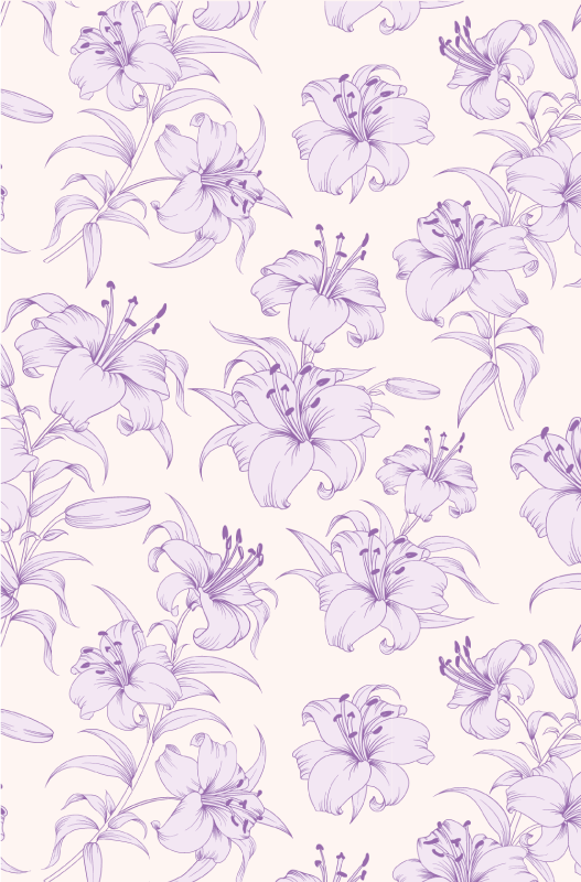 Alfombra vinílica lila diseño de lirios en flor - TenVinilo