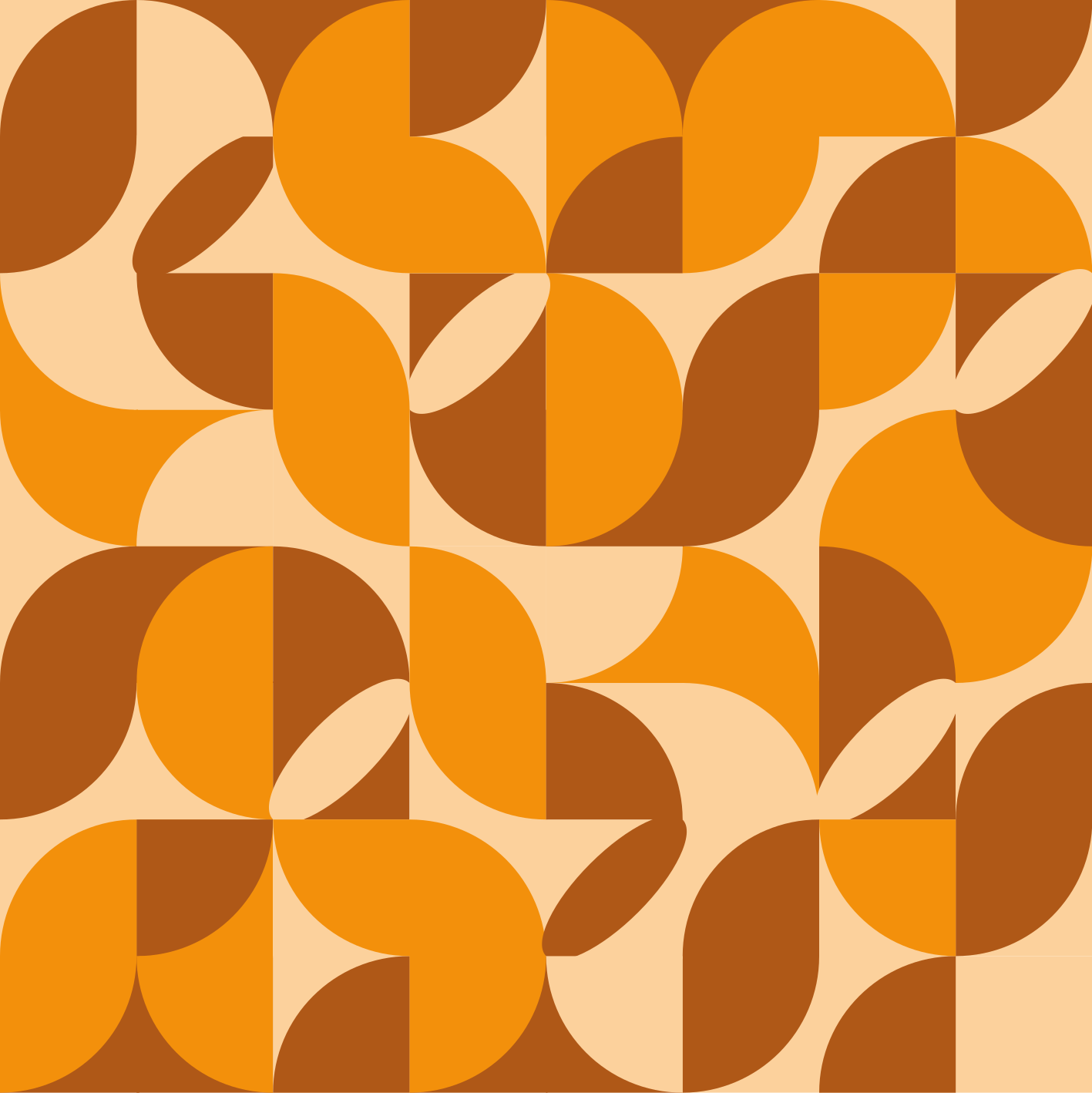 Alfombra vinílica naranja figuras retro - TenVinilo