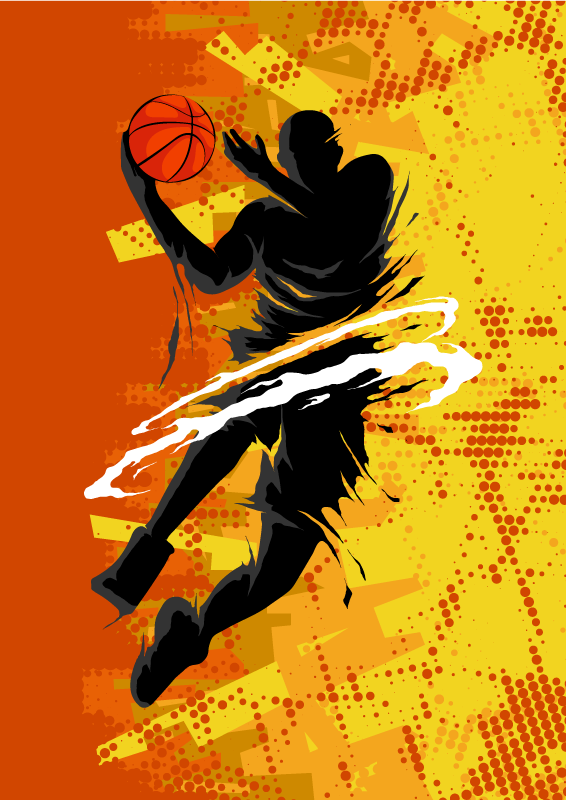 Alfombra vinílica naranja jugador de baloncesto - TenVinilo