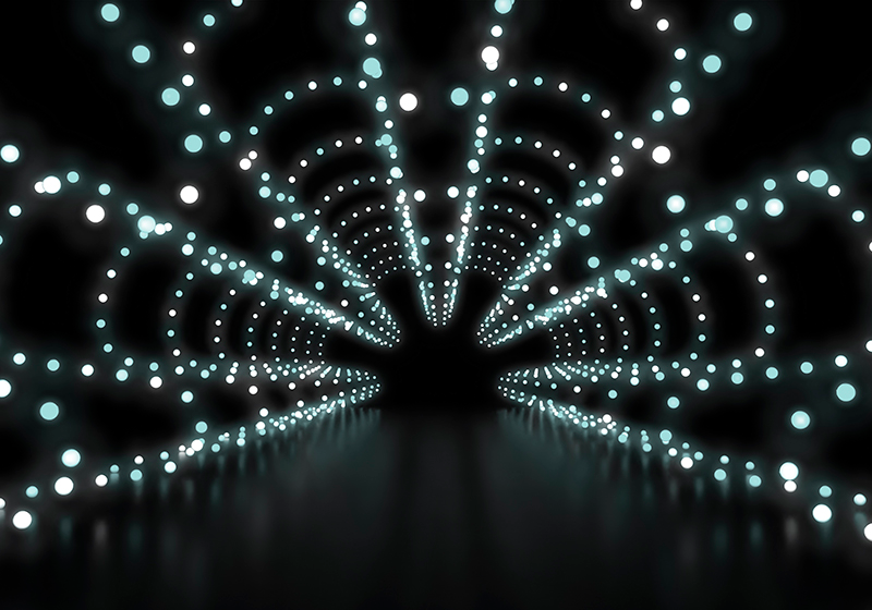 Alfombra vinílica negra explosión de luz abstracta - TenVinilo