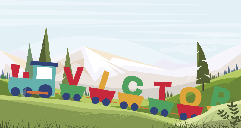 Alfombra vinílica bebé tren con nombre - TenVinilo