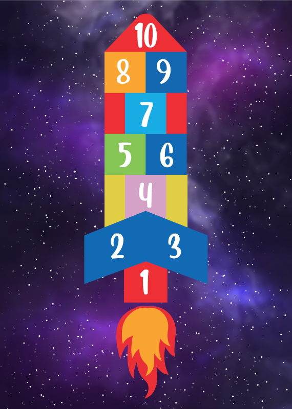 Alfombra vinílica rayuela cohete - TenVinilo