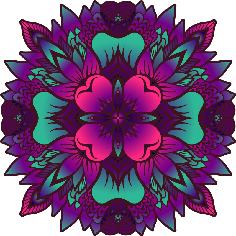 Alfombra vinílica mandala floral lila y purpura - TenVinilo