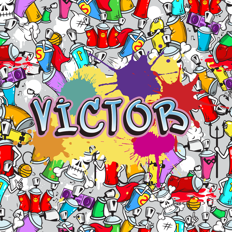 Alfombra vinílica cuadrada graffiti multicolor con nombre - TenVinilo