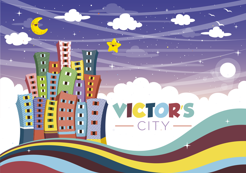 Alfombra vinílica personalizable arcoiris del paisaje urbano - TenVinilo