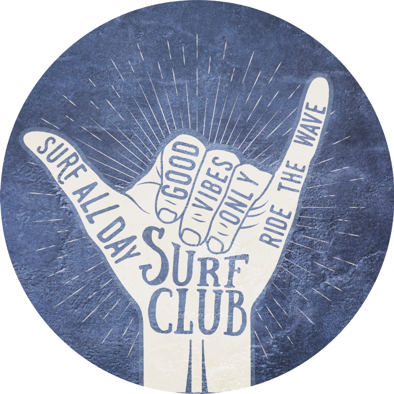 Alfombra vinílica frase emblema del club de surf - TenVinilo