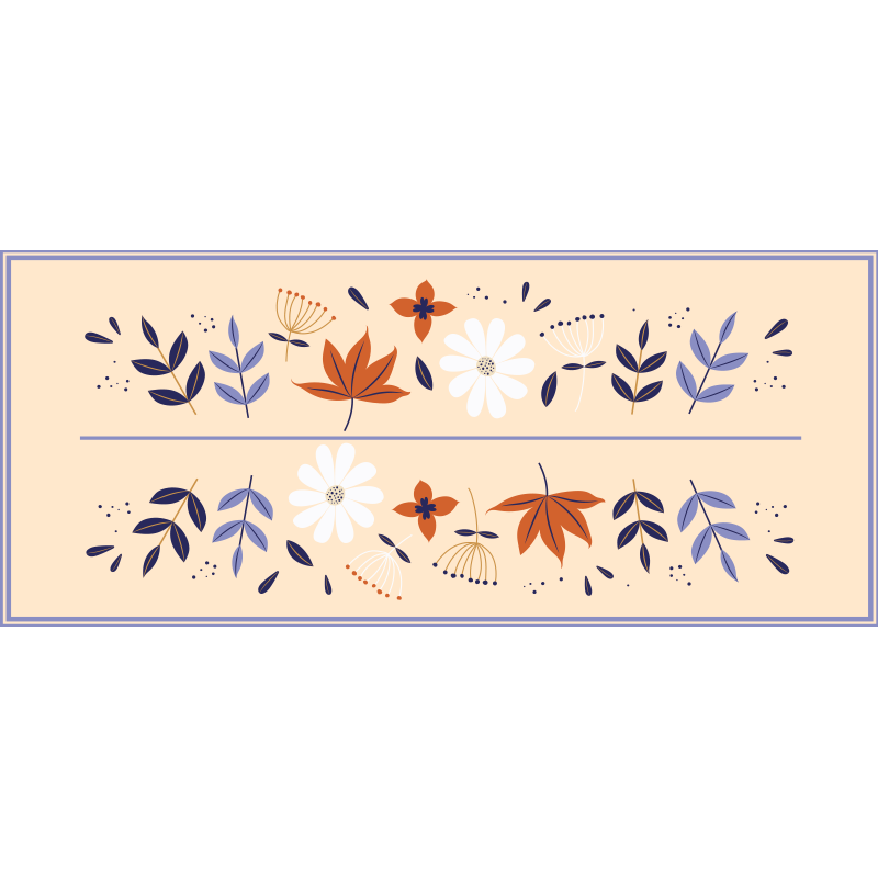 Alfombra floral con flores azules y rojas - TenVinilo