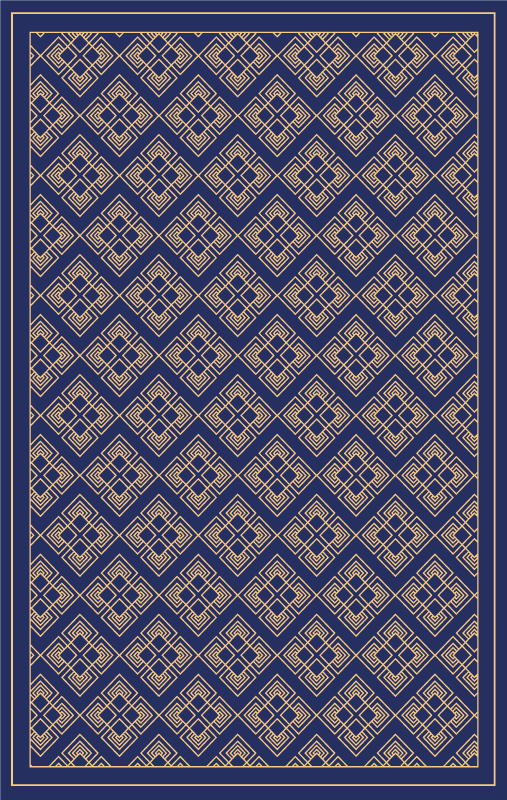 Alfombra vinílica vintage azul ornamental - TenVinilo