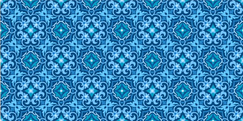 Alfombra vinílica azulejos patrón azul ornamental - TenVinilo
