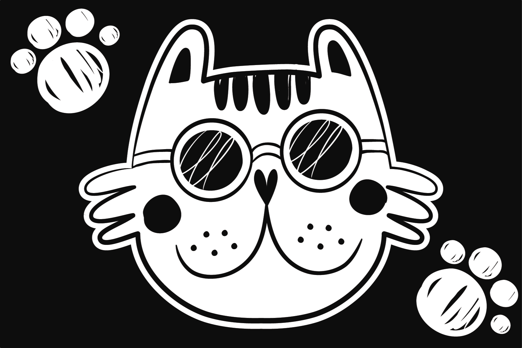 Alfombra vinílica infantil ilustración de gato cartoon - TenVinilo