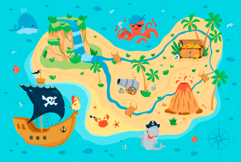 Alfombra vinílica juegos infantiles mapa pirata - TenVinilo