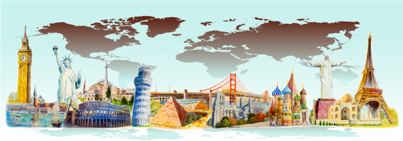 Alfombra vinílica salón monumentos ciudades - TenVinilo