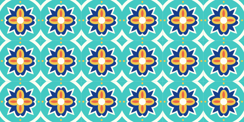 Alfombra vinílica hidráulica patrón de mosaico floral - TenVinilo