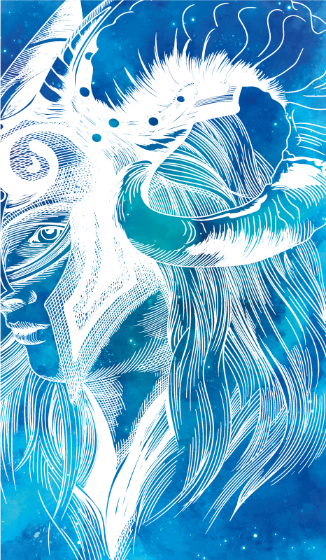 Alfombra vinílica de animales ilustración caprina mítica - TenVinilo