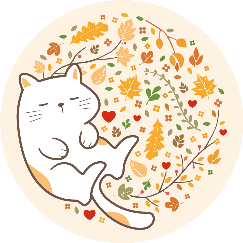 Alfombra vinílica infantil ilustración de gato de otoño - TenVinilo