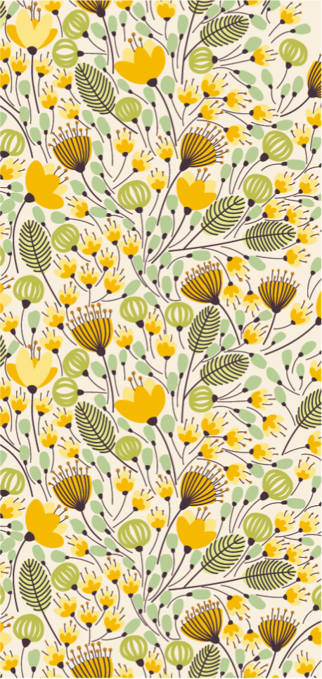 Alfombra vinílica flores patrón botánico floral - TenVinilo