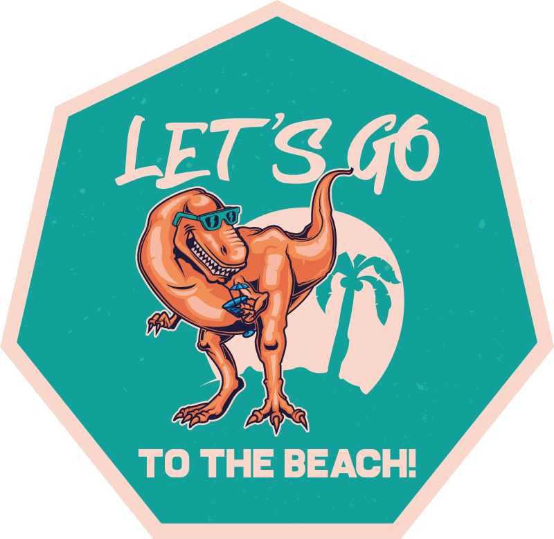 Alfombra vinílica de animales diversión dinosaurios playa - TenVinilo