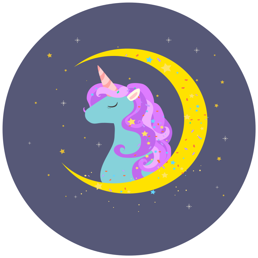 Alfombra vinílica infantil imagen de unicornio y luna - TenVinilo