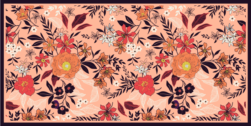 Alfombra vinílica cocina patrón de flores - TenVinilo
