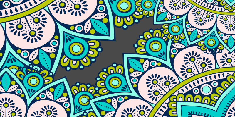 Alfombra vinílica mandalas azules y verdes - TenVinilo