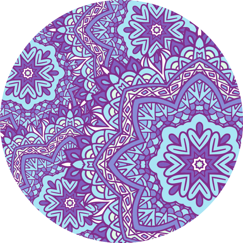 Alfombra vinílica mandala color azul y morada - TenVinilo