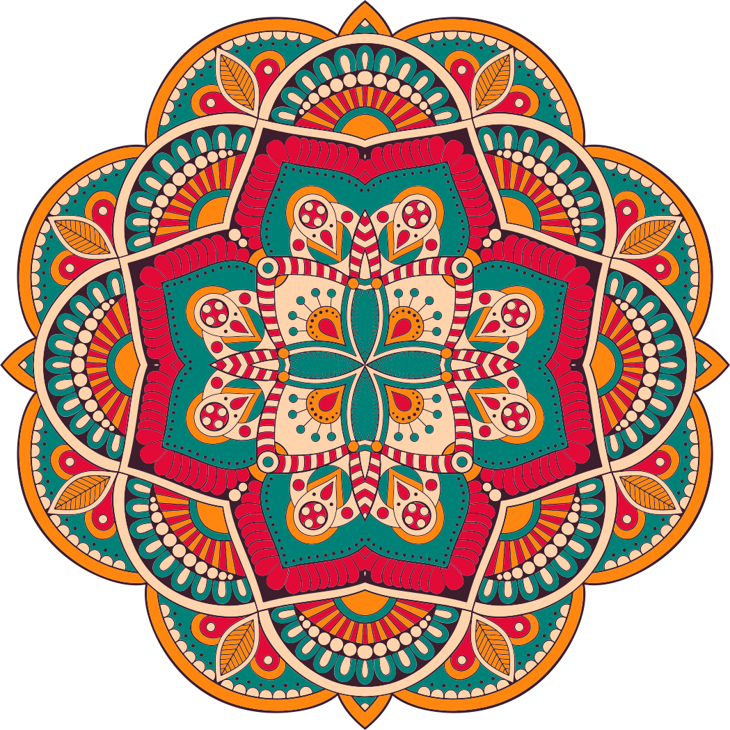 Alfombra vinílica mandala diseño colorido y animado - TenVinilo