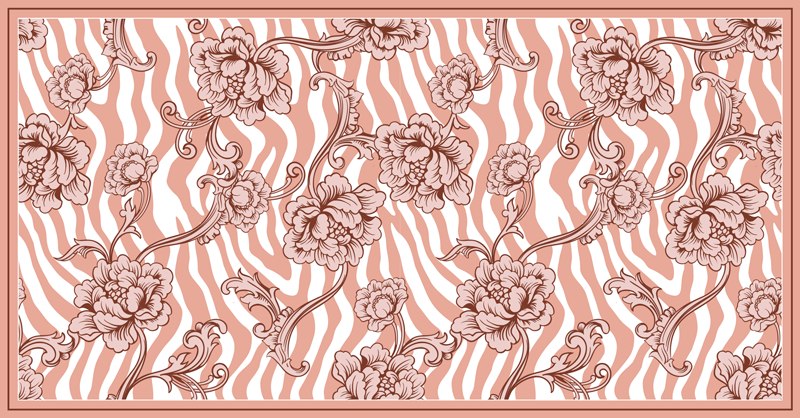 Alfombra vinílica dormitorio fusión floral de cebra - TenVinilo