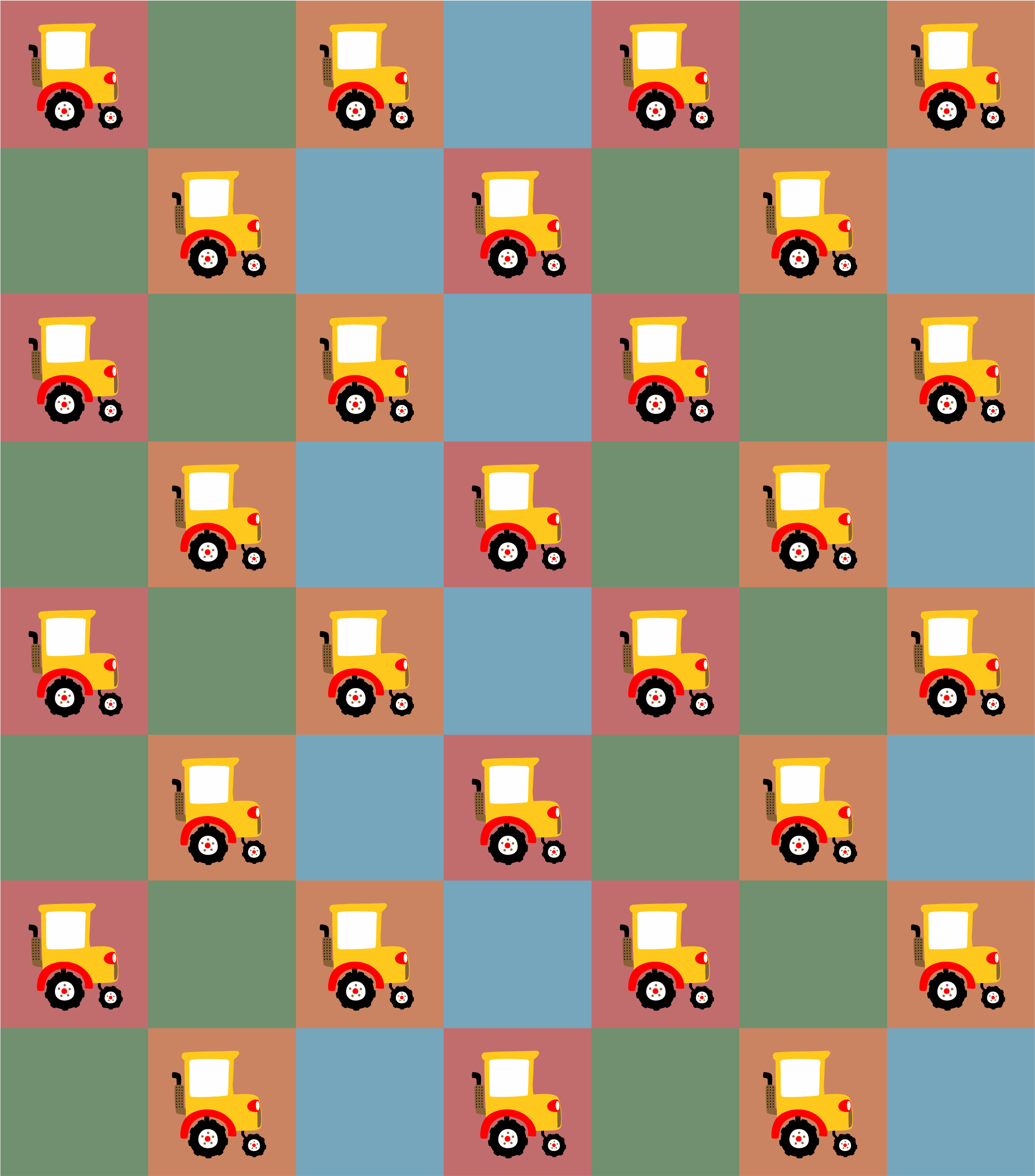 Alfombra vinílica infantil patrón de tractor - TenVinilo