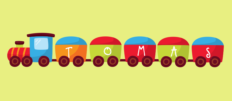 Alfombra vinílica infantil tren con nombre - TenVinilo