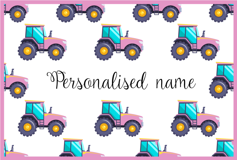 Alfombra vinílica con nombre Tractor personalizado rosa - TenVinilo