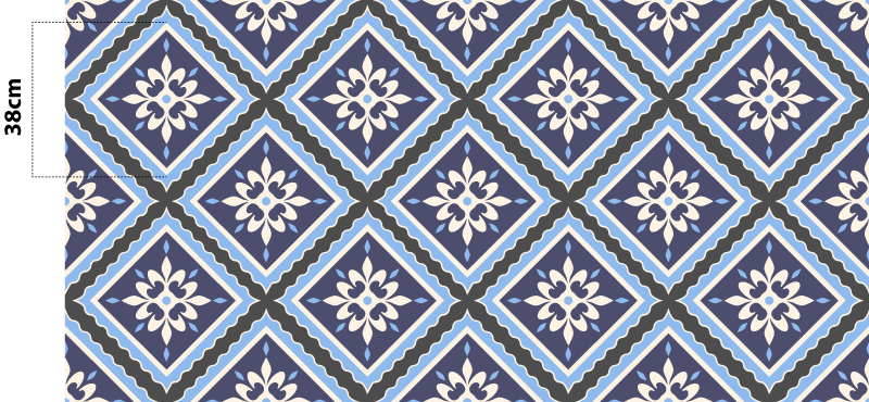 Alfombra vinílica cocina patrón floral de mosaico - TenVinilo