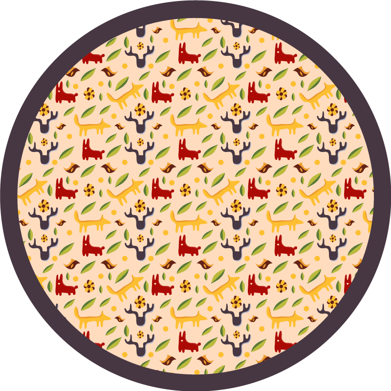 Alfombra vinílica infantil animales coloridos del bosque - TenVinilo