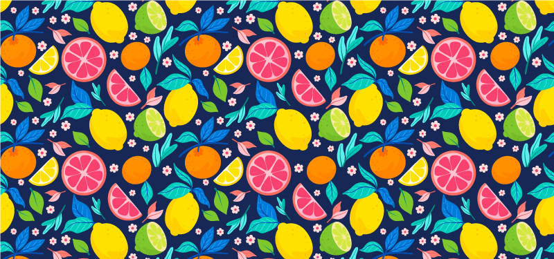 Alfombra vinílica cocina patrón colorido de cítricos - TenVinilo