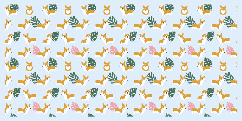 Alfombra vinílica de animales monstera y perros - TenVinilo