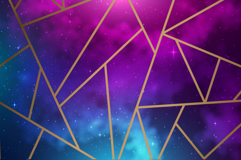 Alfombra vinílica geométrica patrón cósmico azul y morado - TenVinilo