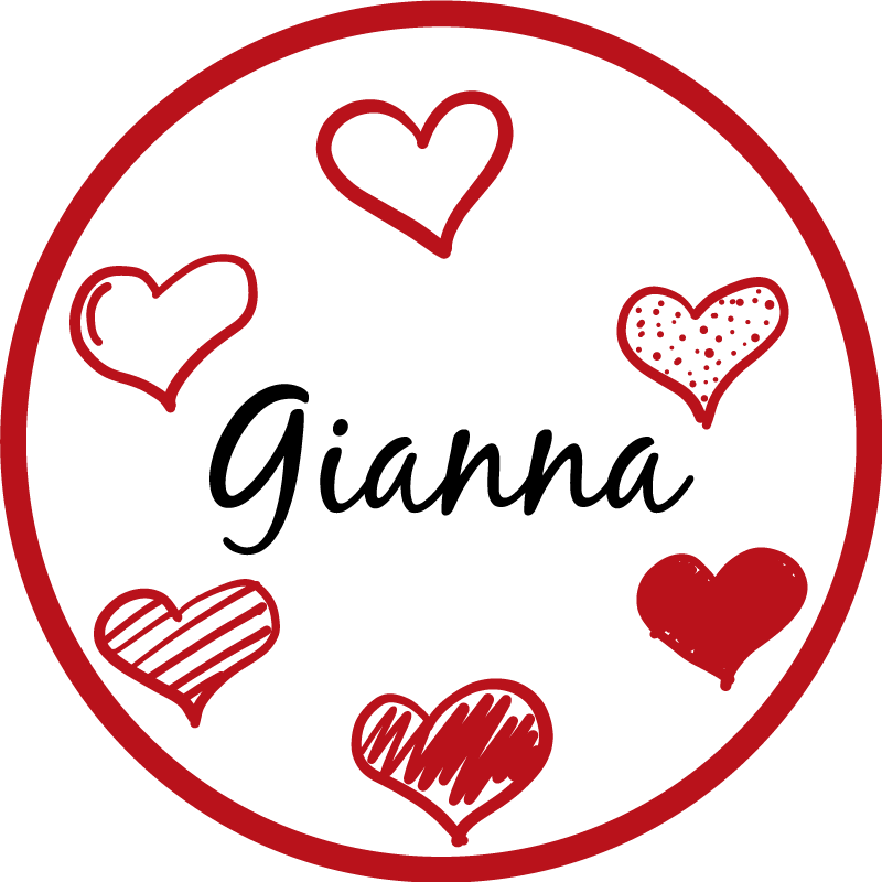 Alfombra vinílica juvenil corazones rojos y nombre - TenVinilo