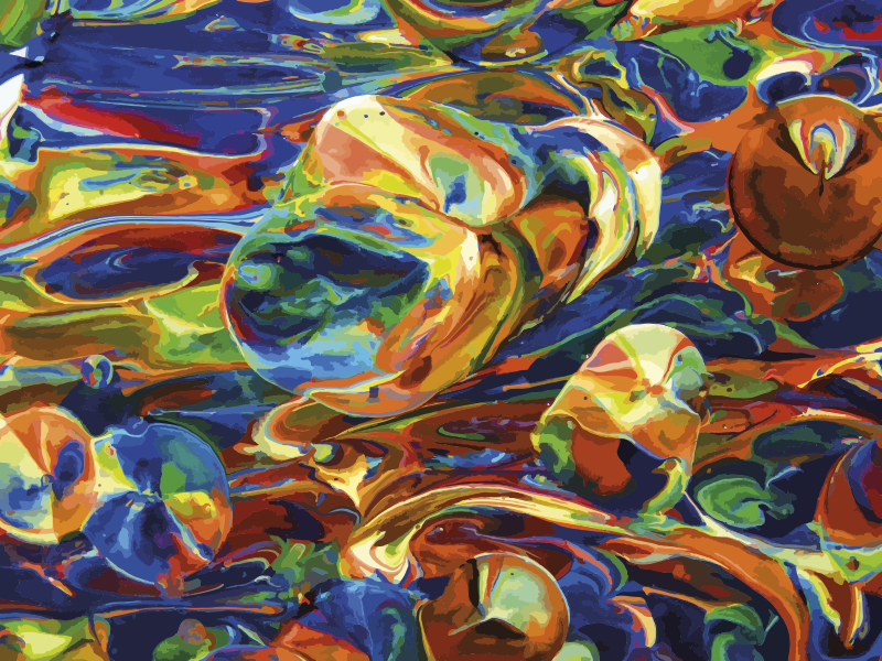 Alfombra vinílica imitación efectos de remolino coloridos - TenVinilo